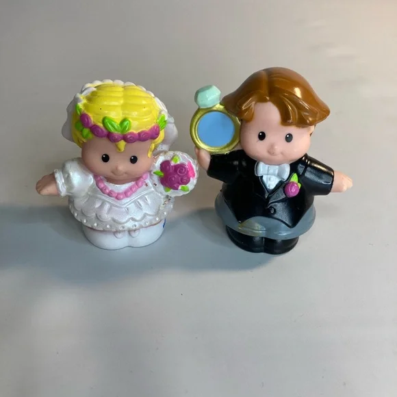 Fisher Price Little People Lot Wedding Bride Groom PVC Figures Cake Toppers  ❤️